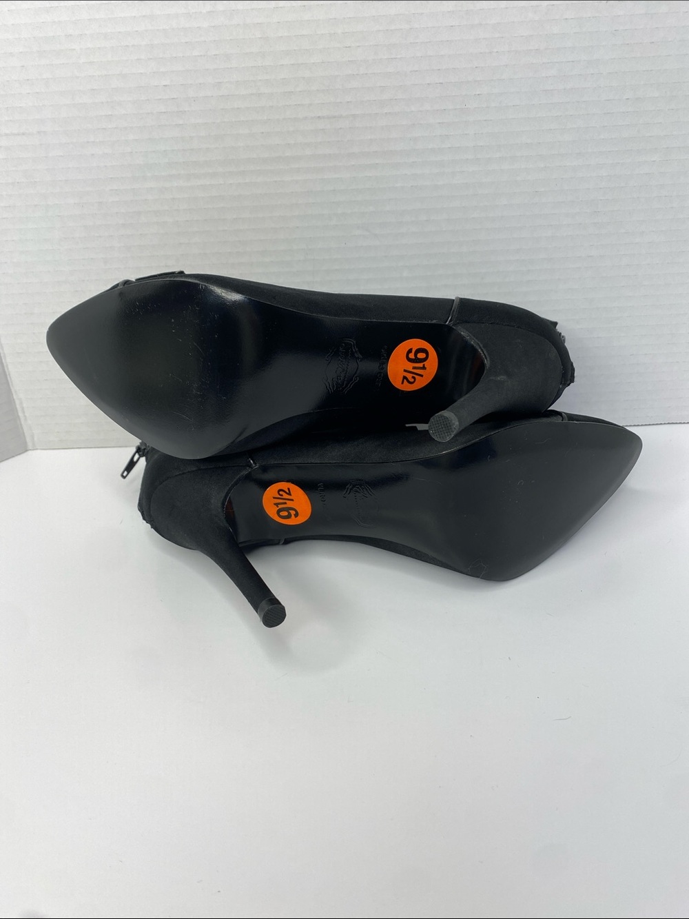 Hale Bob Classic Black satin Ankle Booties with velvet Bow - Picture 5 of 8